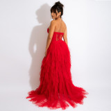 Sexy European and American Perspective Mesh Lace Wrapped Dress