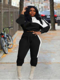 New fashion casual sweater stitching sports two-piece suit