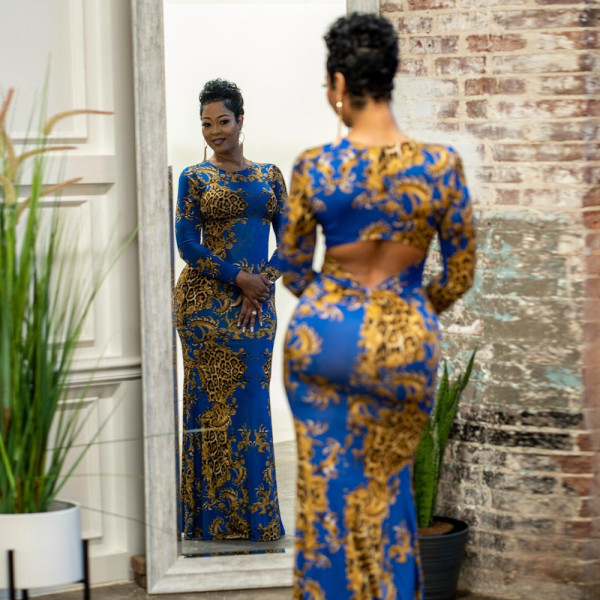 Sexy print dress nightclub outfit