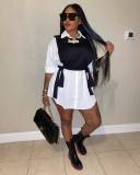 New fashion casual shirt skirt + lace waistcoat short skirt two-piece suit