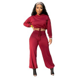 Fashion casual hooded tie band loose two-piece suit