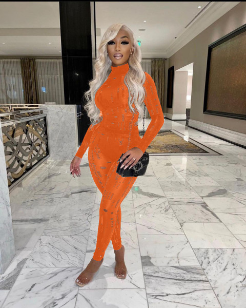 Women's fashion casual knitting hole 4-color two-piece suit