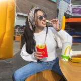 Explosive style long-sleeved knitted women's solid color thick needle loose warm sweater