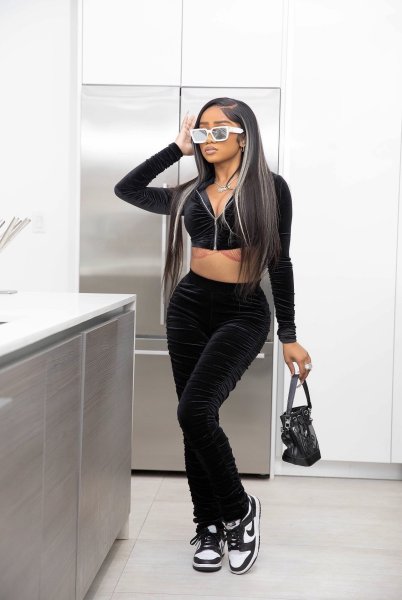 Women's Korean Fleece Stacked Folded Hooded Pure Color Casual Sports Suit