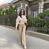 Explosive style long-sleeved knitted women's solid color thick needle loose warm sweater