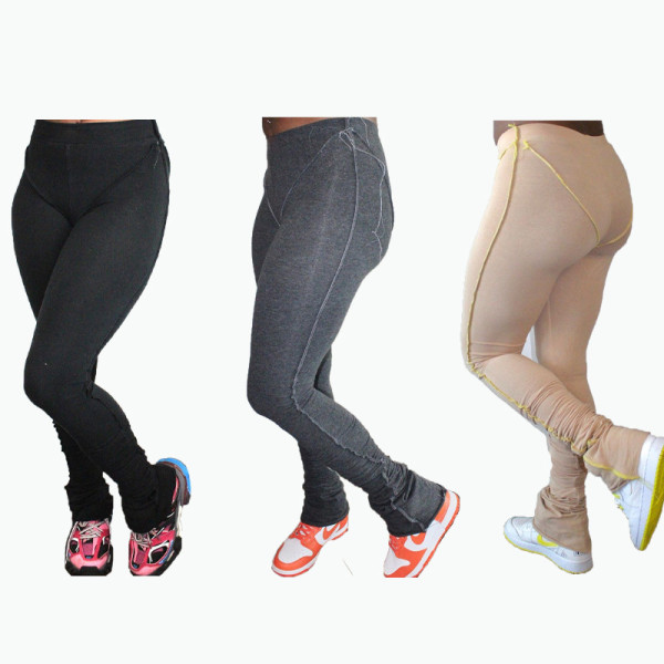 Women's autumn simple plus velvet pleated leggings FFD1128