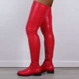 Ladies long elastic low thick heel women boots