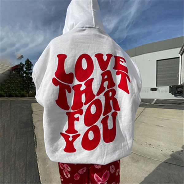 New autumn and winter women's clothing Y2K street retro printed letters loose sweater jacket