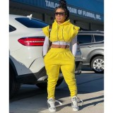 Two-piece fashion casual sports trousers machine eye straps