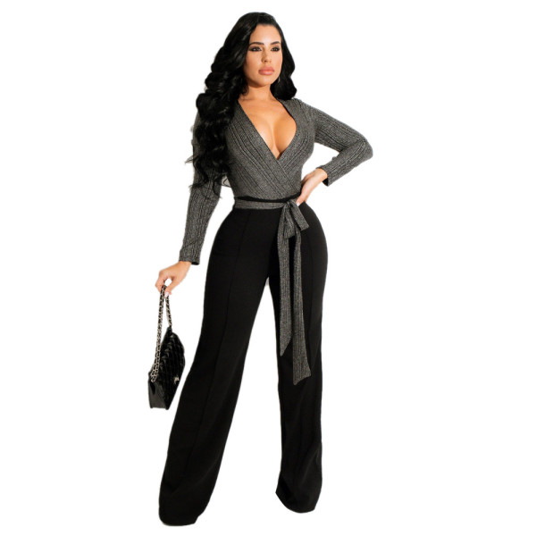 Sexy splicing jumpsuit nightclub clothes foreign trade women's clothing