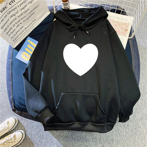 Personalized DIY Hooded Solid Color Double Pocket Printed Sweatshirt