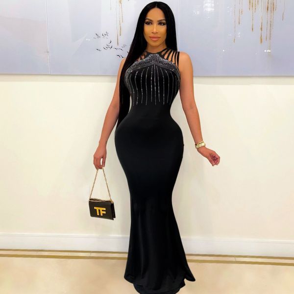 Sexy European and American hot diamond slim dress nightclub skirt