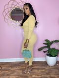 Fall/winter women's hot style casual sweater solid color V-neck ladies jumpsuit