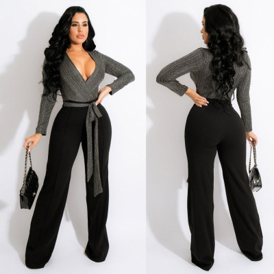 Sexy splicing jumpsuit nightclub clothes foreign trade women's clothing