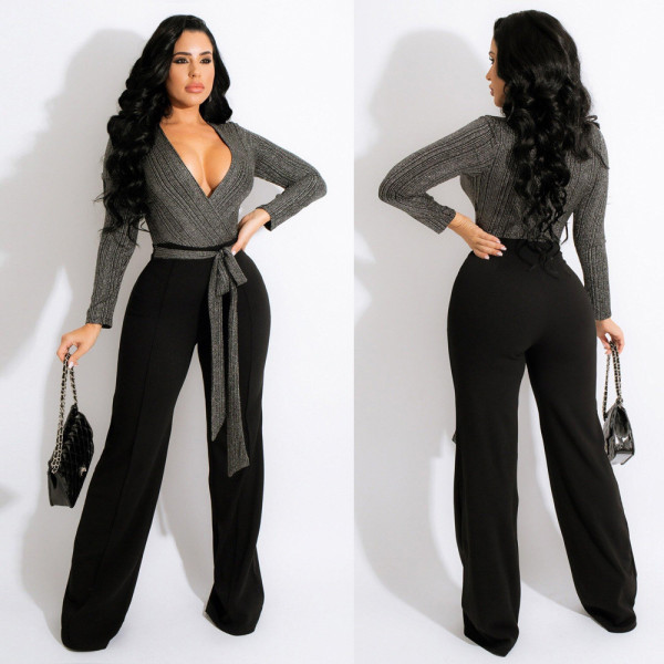 Sexy splicing jumpsuit nightclub clothes foreign trade women's clothing