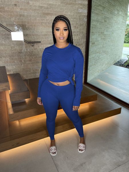 Women's fashion solid color casual cross-border women's two-piece suit