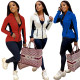 Hooded color contrast stitching pocket zipper leisure sports suit