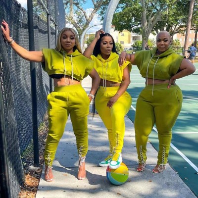 Two-piece fashion casual sports trousers machine eye straps