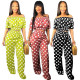 Fashion new one-neck polka dot two-piece wide-leg pants