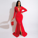 Sexy V-neck slim wrap hip skirt nightclub wear