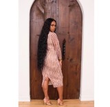Women's fashion tie-dye printed back slit dress