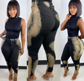 New style women's denim casual women's trousers with pockets nightclub