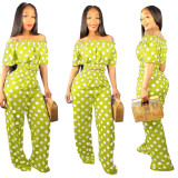 Fashion new one-neck polka dot two-piece wide-leg pants