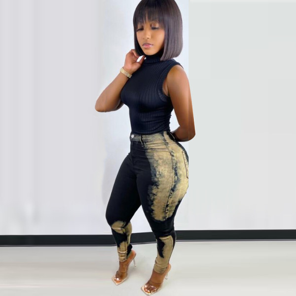 New style women's denim casual women's trousers with pockets nightclub