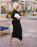 Women's One-shoulder Ruffled Slit Dress Sexy One-piece Dress