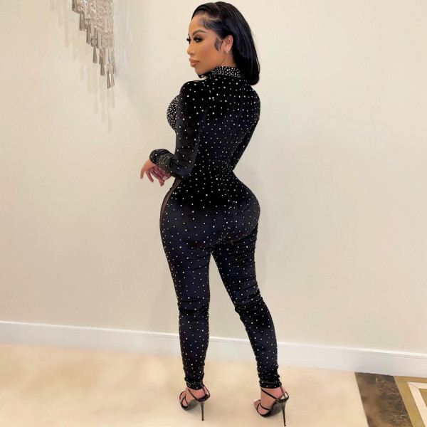 Sexy mesh transparent one-piece nightclub clothes