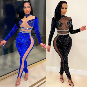 Sexy mesh transparent one-piece nightclub clothes