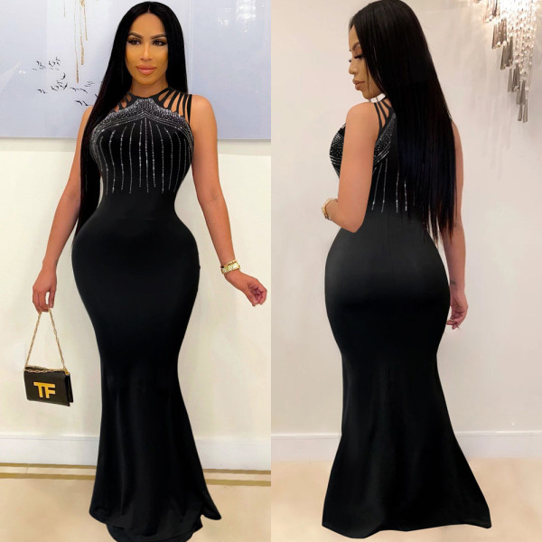 Sexy European and American hot diamond slim dress nightclub skirt