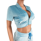 Embroidery short suit two-piece suit
