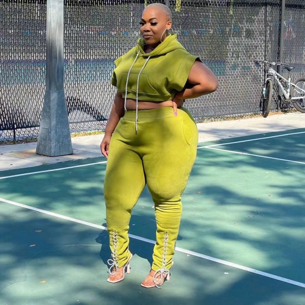 Two-piece fashion casual sports trousers machine eye straps