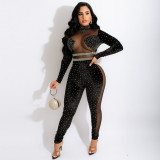 Sexy mesh transparent one-piece nightclub clothes