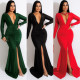 Sexy V-neck slim wrap hip skirt nightclub wear