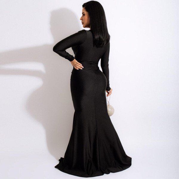Sexy V-neck slim wrap hip skirt nightclub wear