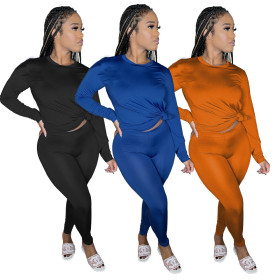 Women's fashion solid color casual cross-border women's two-piece suit