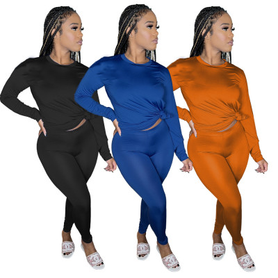 Women's fashion solid color casual cross-border women's two-piece suit