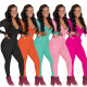 Women's sexy tight V-neck solid color ribbed jumpsuit (including belt)