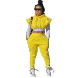Two-piece fashion casual sports trousers machine eye straps