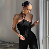 Spring and summer sexy inner wear solid color hanging neck sling street fashion temperament strap small vest