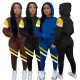 Two-piece multicolor stitching hooded sports sweater pull frame suit