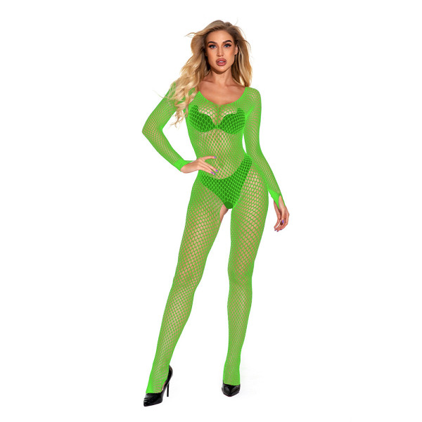 New sexy lingerie see-through fishnet stockings mesh one-piece stockings suspenders open file free temptation
