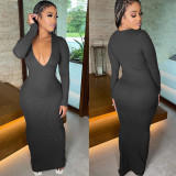Fashion sexy V-neck high-quality pierced dress