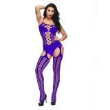 New women's jacquard sexy one-piece mesh suspenders pantyhose hollow shoulder straps