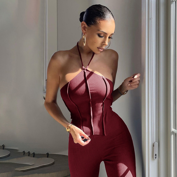 Spring and summer sexy inner wear solid color hanging neck sling street fashion temperament strap small vest