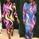 Sexy European and American women's fall/winter new style painted and printed long-sleeved slim dress