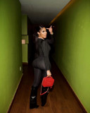 Plus size women's solid color casual sports tight-fitting hip high-elastic jumpsuit