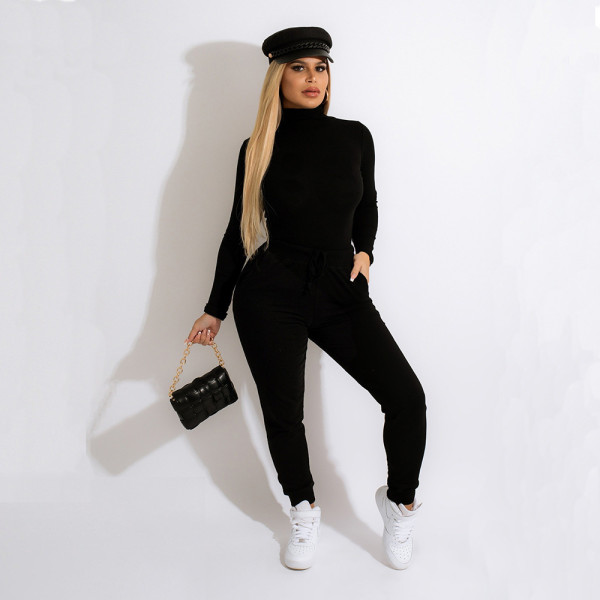 Women's hot style solid color high-neck ladies autumn and winter casual warm suit